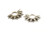 Silver Sunflower Charm, 2 Antique Silver Plated Brass Flower Charms, Pendants, Earrings, Findings (28x19mm) N0787