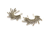 Silver Sun Pendant, 4 Antique Silver Plated Brass Textured Sunshine Charms With 2 Loops (30x24mm) N0818