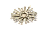 Silver Sun Charm, Antique Silver Plated Brass Sunshine Charms With 1 Loop, Pendants, Earrings (43x39x0.80mm) N0723