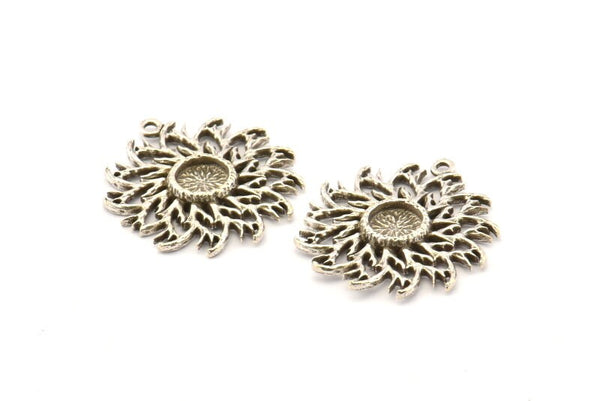 Silver Ivy Charm, 2 Antique Silver Plated Brass Ivy Charms With 1 Loop, Pendants, Earrings (27mm) N0807
