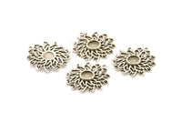 Silver Ivy Charm, 2 Antique Silver Plated Brass Ivy Charms With 1 Loop, Pendants, Earrings (27mm) N0807