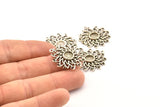 Silver Ivy Charm, 2 Antique Silver Plated Brass Ivy Charms With 1 Loop, Pendants, Earrings (27mm) N0807
