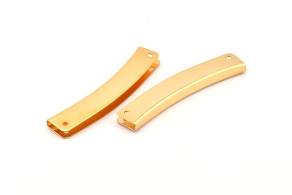 Gold Wallet Frame, 2 Gold Plated Brass Pendant Findings 4 Holes (50x9mm) D0290