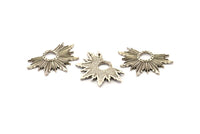 Silver Badge Charm, 2 Antique Silver Plated Brass Rosette Charm Pendants, Earrings, Findings (33x22mm) N0760