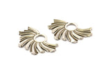 Silver Sun Charm, 2 Antique Silver Plated Brass Sunshine Charms, Pendants, Earrings, Findings  (30x19mm) N0805