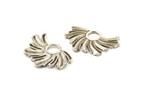 Silver Sun Charm, 2 Antique Silver Plated Brass Sunshine Charms, Pendants, Earrings, Findings  (30x19mm) N0805