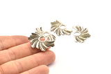 Silver Sun Charm, 2 Antique Silver Plated Brass Sunshine Charms, Pendants, Earrings, Findings  (30x19mm) N0805