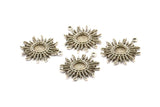 Silver Sun Charm, 2 Antique Silver Plated  Brass Sunshine Charm Earrings With 1 Loop, Findings, Pendants (25mm) N0809