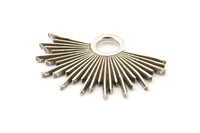 Silver Sun Charm, 2 Antique Silver Plated Brass Sunshine Charms, Pendants, Earrings, Findings  (31x21mm) N0784 H0837