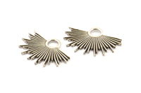 Silver Sun Charm, 2 Antique Silver Plated Brass Sunshine Charms, Pendants, Earrings, Findings  (31x21mm) N0784 H0837