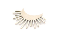 Moon and Sun, 2 Antique Silver Plated Brass Crescent Moon and Semi Sun Ethnic Pendants With 2 Loops, Findings (37x21x0.80mm) N0976 H0964