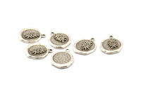 Silver Leaf Charm, 2 Antique Silver Plated Brass Leaf Charm Earrings With 1 Loop, Pendants, Findings (16x18mm) N0887