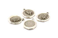 Silver Leaf Charm, 2 Antique Silver Plated Brass Leaf Charm Earrings With 1 Loop, Pendants, Findings (16x18mm) N0887