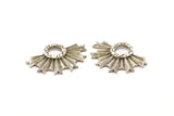 Silver Badge Charm, 2 Antique Silver Plated Brass Rosette Charms, Pendants, Earrings, Findings (31x21mm) N0785