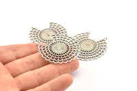 Silver Ethnic Pendant, 2 Antique Silver Plated Brass Ethnic Motif Pendants With 2 Loops, Findings, Earrings, Charms (40x39mm) N0870