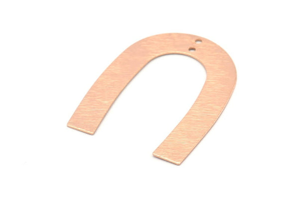 Rose Gold Geometric Charm, 4 Rose Gold Plated Brass Textured U Shaped Pendants With 2 Holes, Charms, Findings (35x27x0.50mm) D0751 H0886