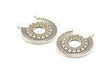 Silver Ethnic Pendant, Antique Silver Plated Brass Ethnic Motif Pendants With 2 Loops, Findings, Earrings, Charms (37x31mm) N0876