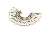 Silver Ethnic Pendant, Antique Silver Plated Brass Ethnic Motif Pendants With 2 Loops, Findings, Earrings, Charms (56x20mm) N0871