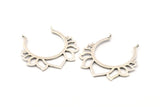 Lotus Flower Pendant, 2 Antique Silver Plated Brass Hammered Lotus Flower Pendants With 2 Loops, Earrings, Charms (46x46mm) N0830 H0976