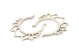 Lotus Flower Pendant, 2 Antique Silver Plated Brass Hammered Lotus Flower Pendants With 2 Loops, Earrings, Charms (46x46mm) N0830 H0976