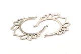 Lotus Flower Pendant, 2 Antique Silver Plated Brass Hammered Lotus Flower Pendants With 2 Loops, Earrings, Charms (46x46mm) N0830 H0976