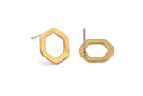 Brass Hexagon Earring, 12 Raw Brass Hexagon Stud Earrings (12x2x1mm) D0056 A1129
