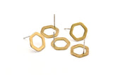Brass Hexagon Earring, 12 Raw Brass Hexagon Stud Earrings (12x2x1mm) D0056 A1129