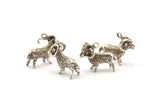 Silver Aries Charm, 2 Antique Silver Plated Brass Aries Charm Earrings With 1 Loop, Pendants, Findings (19x16mm) N0901