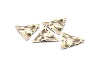 Silver Triangle Charm, 8 Antique Silver Plated Brass Wavy Triangle Charms With 1 Hole, Earrings, Findings (22x0.60mm) D0791 H0810