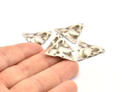 Silver Triangle Charm, 8 Antique Silver Plated Brass Wavy Triangle Charms With 1 Hole, Earrings, Findings (22x0.60mm) D0791 H0810