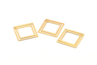Gold Square Charm, 6 Gold Plated Brass Square Connectors With 1 Hole (21x0.80mm) D874