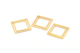 Gold Square Charm, 6 Gold Plated Brass Square Connectors With 1 Hole (21x0.80mm) D874