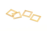 Gold Square Charm, 6 Gold Plated Brass Square Connectors With 1 Hole (21x0.80mm) D874