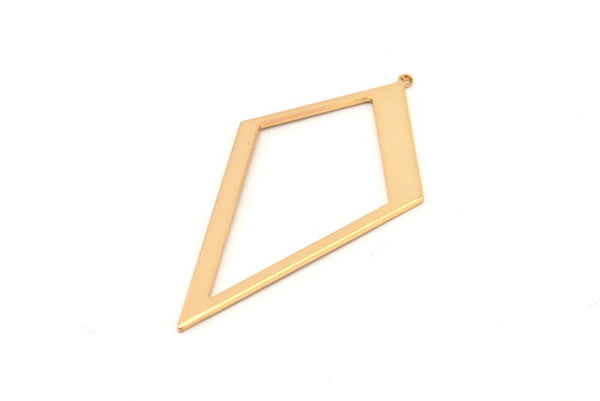Gold Diamond Charm, 2 Gold Plated Brass Rhombus Charms With 1 Loop, Pendants, Earrings, Findings (52x26x0,60mm) D853 Q0591