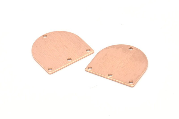 D Şeklinde Tılsım, 4 Delikli 6 Gül Altın Kaplama Pirinç Dokulu D Şeklinde Bağlantı Parçası, Küpeler, Bulgular (16x17x0,60 mm) D926