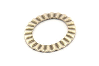 Silver Oval Charm, 4 Antique Silver Plated Brass Wavy Oval Connectors Without Hole, Findings (28x33x1mm) D894