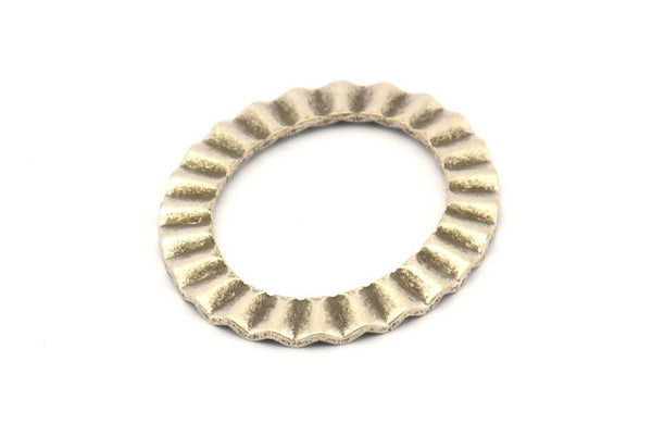 Silver Oval Charm, 4 Antique Silver Plated Brass Wavy Oval Connectors Without Hole, Findings (28x33x1mm) D894