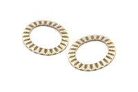 Silver Oval Charm, 4 Antique Silver Plated Brass Wavy Oval Connectors Without Hole, Findings (28x33x1mm) D894
