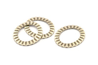 Silver Oval Charm, 4 Antique Silver Plated Brass Wavy Oval Connectors Without Hole, Findings (28x33x1mm) D894