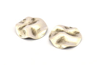 Silver Wavy Disc, 6 Antique Silver Plated Brass Wavy Discs With 1 Hole, Earrings, findings (25x0.60mm) D0774