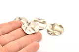 Silver Wavy Disc, 6 Antique Silver Plated Brass Wavy Discs With 1 Hole, Earrings, findings (25x0.60mm) D0774