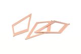 Rose Gold Diamond Charm, 2 Rose Gold Plated Brass Rhombus Charms With 1 Loop, Pendants, Earrings, Findings (52x26x0,60mm) D853 Q0591