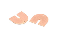 U Shaped Charm, 6 Rose Gold Plated Brass Textured U Shaped Charms With 1 Hole, Earrings, Findings (16x17x0.60mm) D905