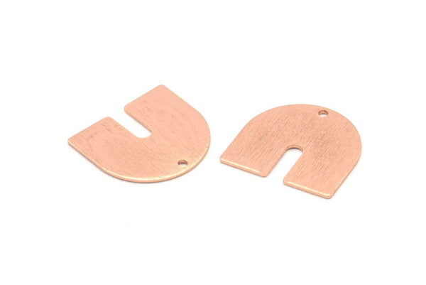 U Shaped Charm, 6 Rose Gold Plated Brass Textured U Shaped Charms With 1 Hole, Earrings, Findings (16x17x0.60mm) D905