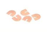U Shaped Charm, 6 Rose Gold Plated Brass Textured U Shaped Charms With 1 Hole, Earrings, Findings (16x17x0.60mm) D905