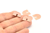 U Shaped Charm, 6 Rose Gold Plated Brass Textured U Shaped Charms With 1 Hole, Earrings, Findings (16x17x0.60mm) D905