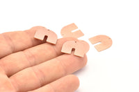 U Shaped Charm, 6 Rose Gold Plated Brass Textured U Shaped Charms With 1 Hole, Earrings, Findings (16x17x0.60mm) D905