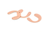 Rose Gold Geometric Charm, 6 Rose Gold Plated Brass Textured U Shaped Pendants With 3 Holes, Charms, Findings (20x24x0.60mm) D908