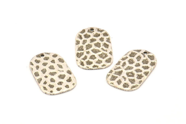 Silver Military Tag, 12 Antique Silver Plated Brass Textured Military Tag Stamping Blanks, Earrings, Findings (19x12x0.80mm) D0838