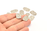 Silver Military Tag, 12 Antique Silver Plated Brass Textured Military Tag Stamping Blanks, Earrings, Findings (19x12x0.80mm) D0838